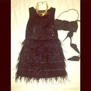 NEW!!  Cocktail/New Years Eve Feathered Dress